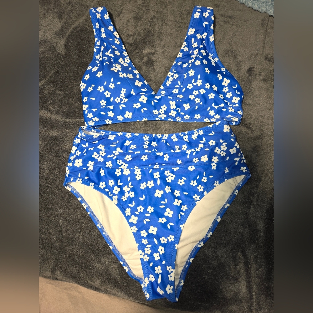 Blue Floral Women's Bikini Set